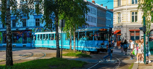 Маршрут Трамвая Биркелунден Осло Норвегия — стоковое фото