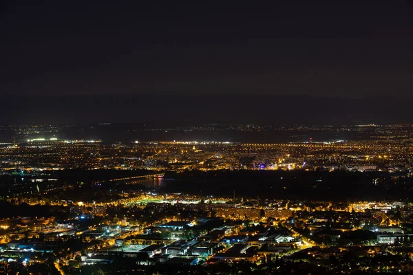 Una Ciudad Budapest Luces Vistas Desde Arriba Por Noche —  Fotos de Stock