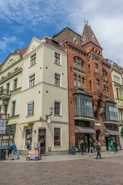 Vertikal Bild Arkitektoniska Byggnader Gamla Stan Torun Polen — Stockfoto