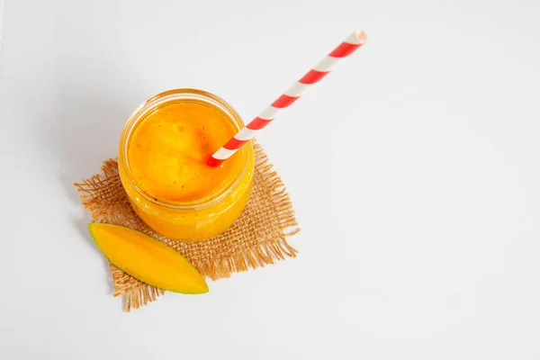 Une Vue Dessus Délicieux Smoothie Cantaloup Crémeux Frais Avec Une — Photo