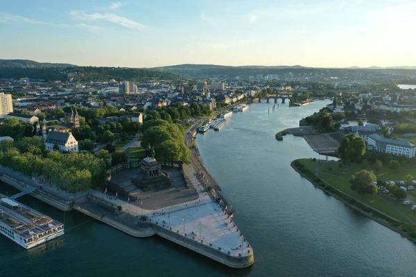 Antenn Syn Koblenz Med Sin Arkitektur Solig Dag Tyskland — Stockfoto