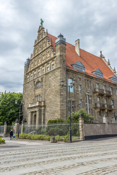 A vertical shot of Mikolaj Copernicus University Collegium Maximum historical building in Torun, Poland