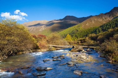 Tipik batı Sichuan manzarası, Çin. Fotoğraf Dört Kız Dağı 'nda çekildi..