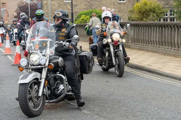 Řada Klasických Motocyklů Během Veletrhu Morpeth Fair Day Northumberland Velká — Stock fotografie