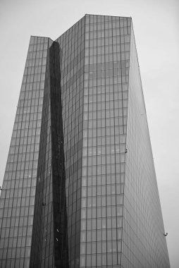 Haziran 2022 'de faiz oranlarını artırmaya karar veren Frankfurt' taki ECB 'nin siyah ve beyaz görüntüsü.