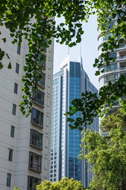 Şangay, Çin 'deki bir gökdelenin dikey görüntüsü.