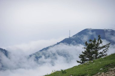 Slovenya 'nın Velika Planina kentindeki Alpler' in güzel manzarası