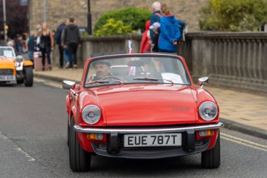 1978 kırmızı Triumph Spitfire 1500 Morpeth Fair Day, Northumberland, İngiltere