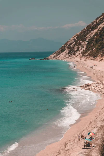 Vertikal Bild Strand Lefkada Grekland — Stockfoto