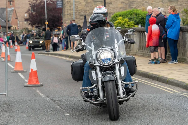 Klasyczny Motocykl Podczas Morpeth Fair Day Northumberland Wielka Brytania — Zdjęcie stockowe