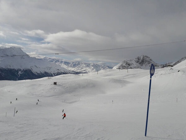 Skiing in St. Moritz in the winter