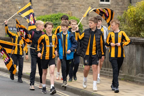 Morpeth Town Football Club Juniors Mannschaft Jungen Während Der Parade — Stockfoto