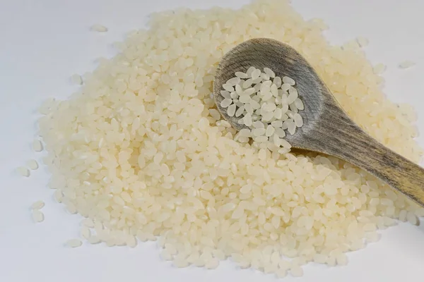 Japonská Krátkozrnná Rýže Nebo Uruchimai Jádra Jsou Buclatá Krátká Obsahují — Stock fotografie