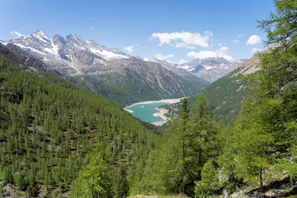 Vista Panorâmica Lago Ceresole Reale Parque Nacional Ggran Paradiso Itália — Fotografia de Stock