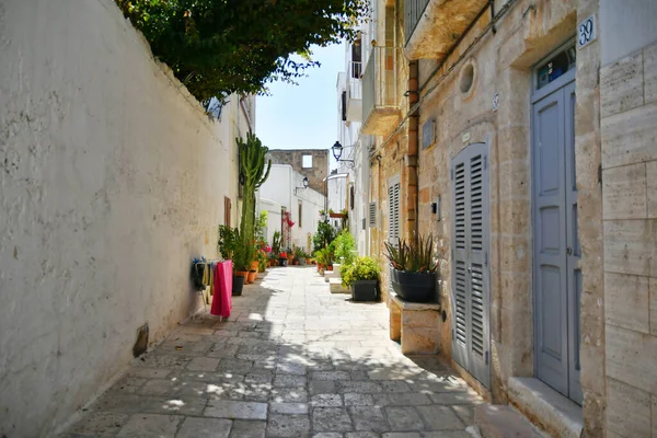 Polignano Mare Nin Dar Bir Caddesi Puglia Region Ortaçağ Köyü — Stok fotoğraf