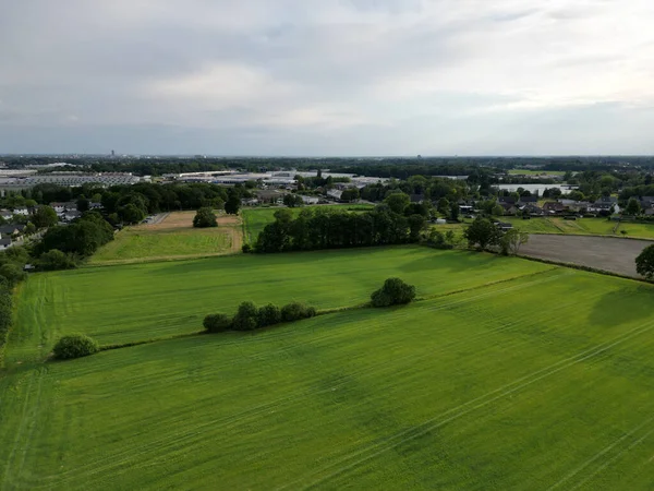 Veduta Aerea Dei Campi Falciati Della Città Sint Katelijne Waver — Foto Stock