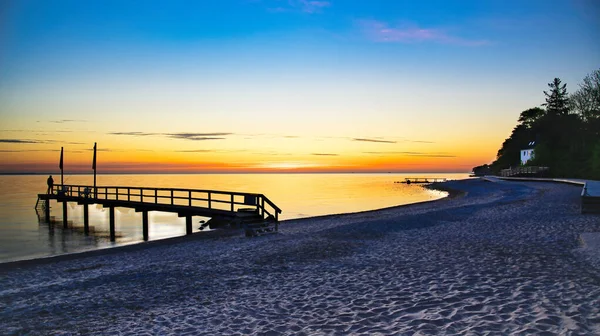 Wschód Słońca Nad Morzem Bałtyckim Timmendorfer Strand Pięknym Niebem — Zdjęcie stockowe