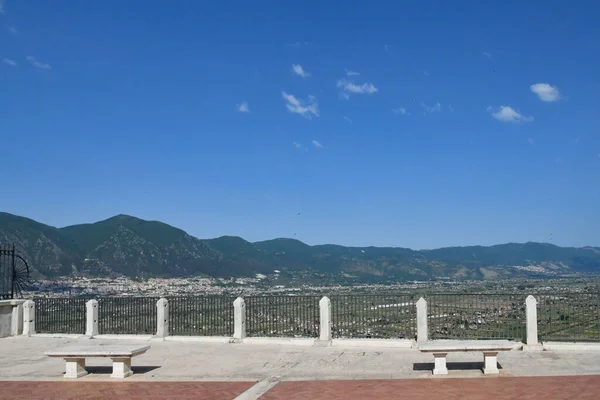 Vista Panorámica Teggiano Pueblo Medieval Las Montañas Provincia Salerno Italia — Foto de Stock