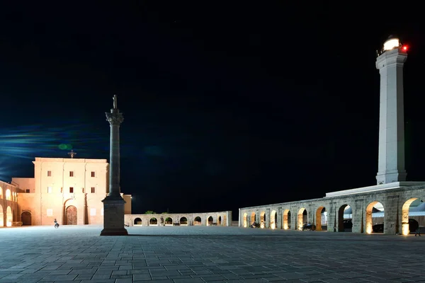 Vista Noturna Praça Catedral Dedicada Santa Maria Leuca Padroeira Cidade — Fotografia de Stock