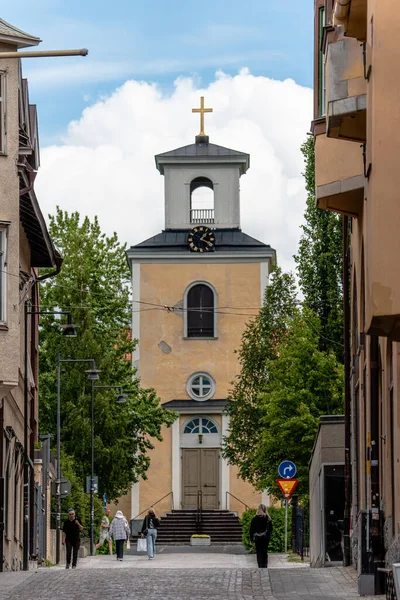 Plano Vertical Iglesia Gamla Kyrkan Ostersund Suecia — Foto de Stock