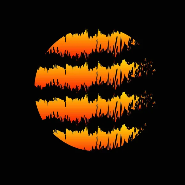 Ein Illustriertes Gelb Orangefarbenes Mondförmiges Design Auf Schwarzem Hintergrund Brandschutzkonzept — Stockfoto