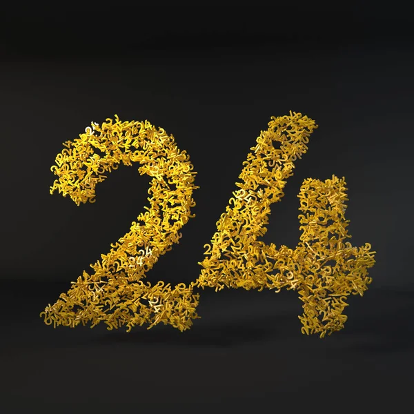 Dağınık sarı sayı siyah arkaplan üzerinde izole