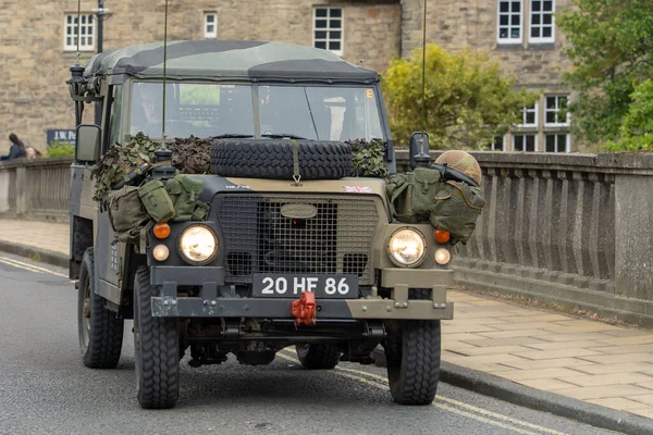 Land Rover Militar Ligero Durante Día Feria Morpeth Northumberland Reino —  Fotos de Stock