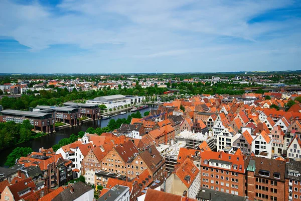 Utsikt Över Den Gamla Staden Luebeck När Vädret Fint Från — Stockfoto