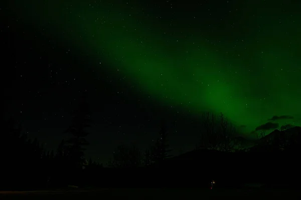 Magical View Green Northern Lights Stars Jasper Canada — Stock Photo, Image