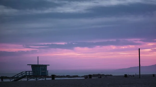 Ein Schöner Sonnenuntergang Über Dem Strand Von Venedig Los Angeles — Stockfoto