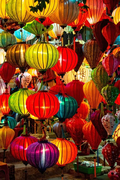 Vietnam Daki Hoi Night Market Çok Güzel Renkli Fenerler — Stok fotoğraf
