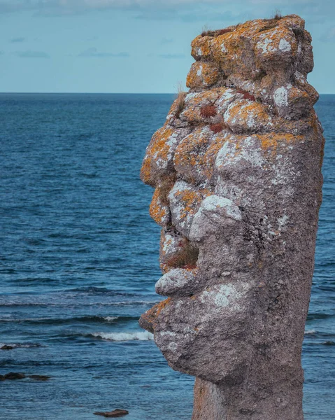 Eine Vertikale Aufnahme Eines Seestapels Auf Der Schwedischen Insel Gotland — Stockfoto