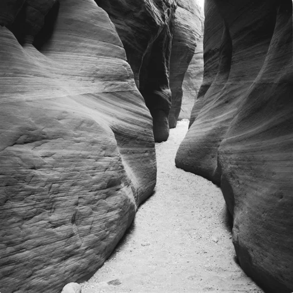 Grayscale Breathtaking View Slot Canyon Southern Utah Usa — Stock Photo, Image