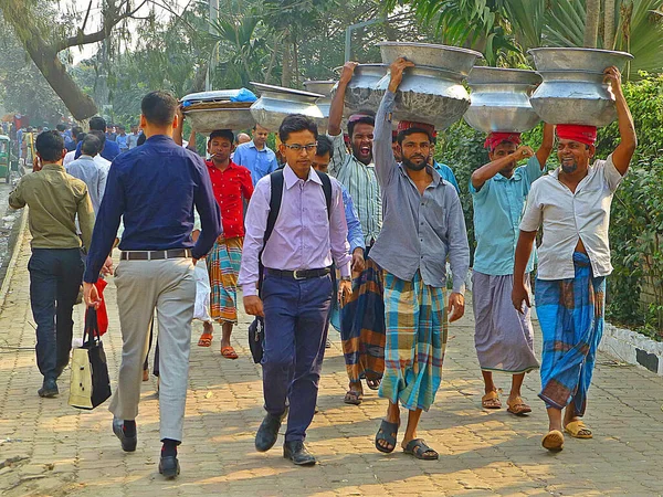 Glückliche Männer Auf Den Straßen Von Dhaka Bangladesch — Stockfoto