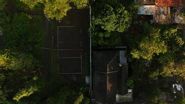 Volleyball Court Village Which Made Residents Independently View Aerial Drones — Stock Photo, Image