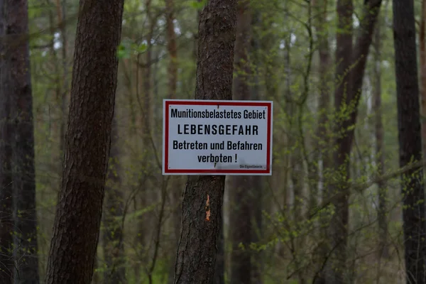 Aviso Sobre Munições Área Contaminada Língua Alemã — Fotografia de Stock