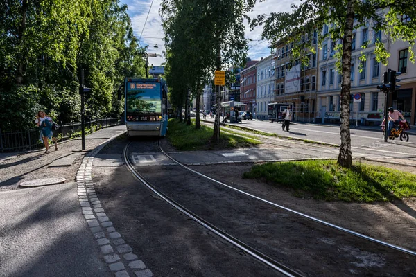 Tramvajová Trasa Birkelunden Oslo Norsko — Stock fotografie