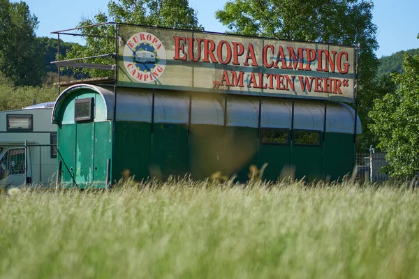 Remorque Emblématique Camping Europa Camping Près Altenburg Avant Les Inondations — Photo