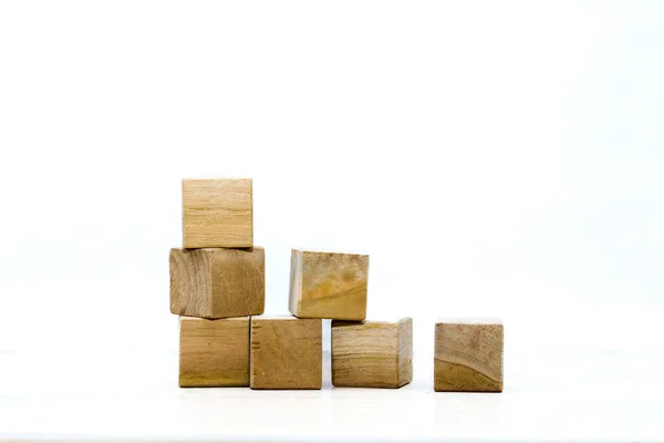 Drewniane Kostki Białym Tle — Zdjęcie stockowe