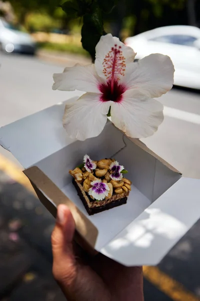 Dolce Deserto Noci Andare Constantia Sud Africa Caffè Con Fiori — Foto Stock