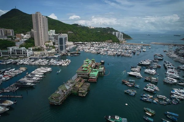 Beautiful View Jumbo Floating Restaurant Aberdeen Harbor Surrounded Boats Hong — Stock Photo, Image