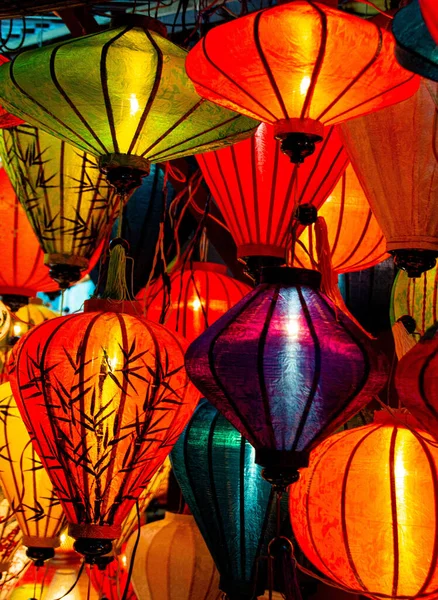 Bel Colpo Lanterne Colorate Hoi Night Market Vietnam — Foto Stock