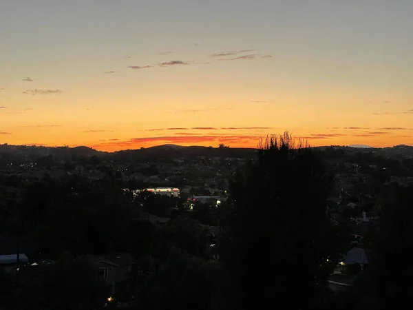 Horizonte Laranja Com Vista Para Cidade Chino Hills — Fotografia de Stock