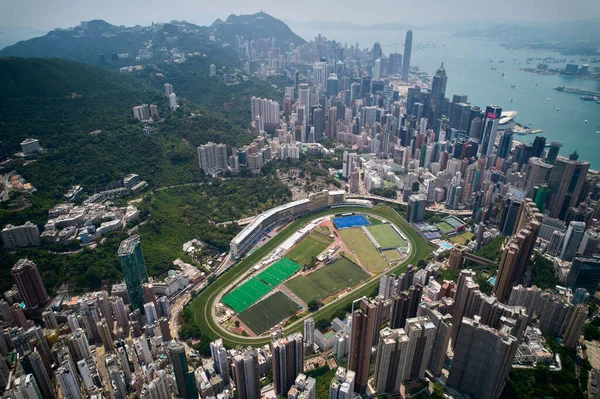 Een Luchtfoto Van Happy Valley Racecourse Buurt Gebied Hong Kong — Stockfoto
