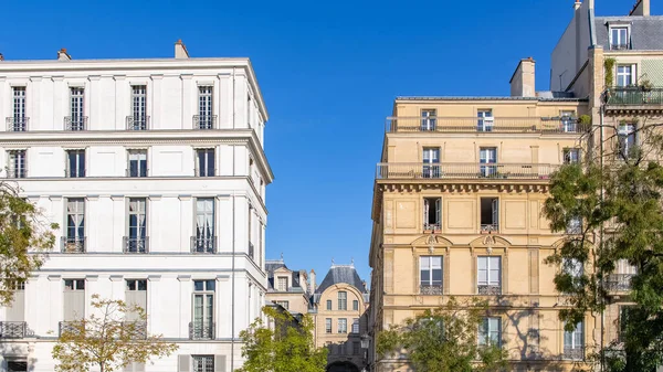 Paris Ile Saint Louis Quai Bethune Beautiful Ancient Buildings Panorama — Stock Photo, Image