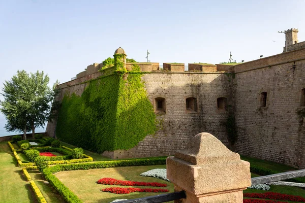 Krásný Záběr Zevnitř Hradu Montjuic Barceloně — Stock fotografie