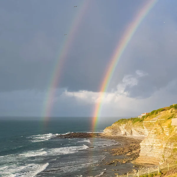 Saint Jean Luz Francia Panorama Arco Iris Hermosa Luz Atardecer —  Fotos de Stock