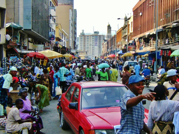 Dünyanın Tehlikeli Şehirlerinden Birinin Sokak Manzarası Lagos Nijerya — Stok fotoğraf