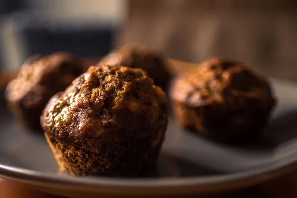Primo Piano Deliziosi Muffin Cioccolato — Foto Stock