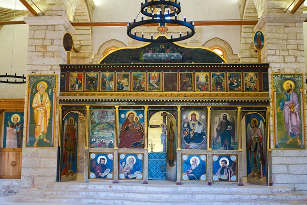 Iconos Cruz Iconostasio Decoración Interior Del Templo Iglesia Transfiguración Cristo —  Fotos de Stock